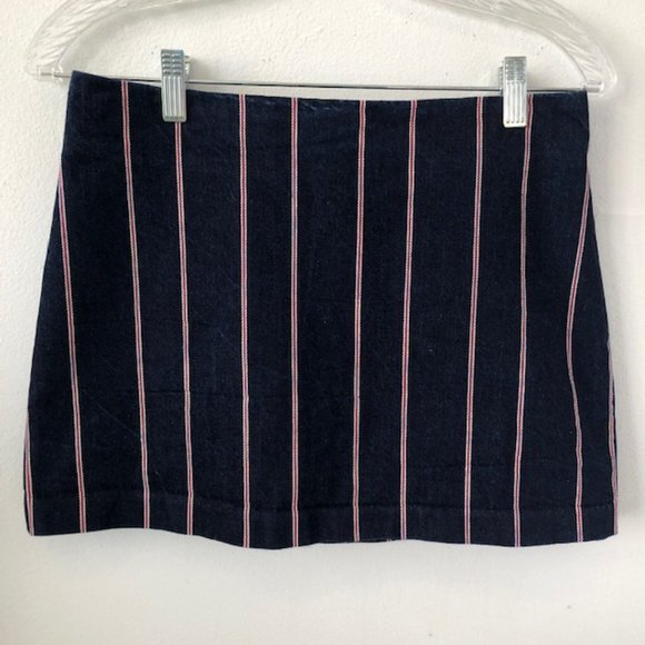 T by Alexander Wang 100% Cotton Denim Mini Skirt‎ Red/White Stripe Sz 2 - EUC - Picture 2 of 6